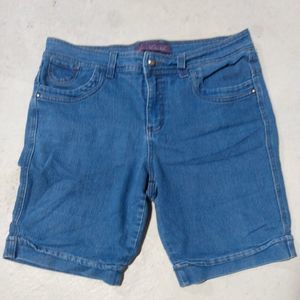Gloria Vanderbilt Womens Shorts Blue Bermuda Denim Size 16P